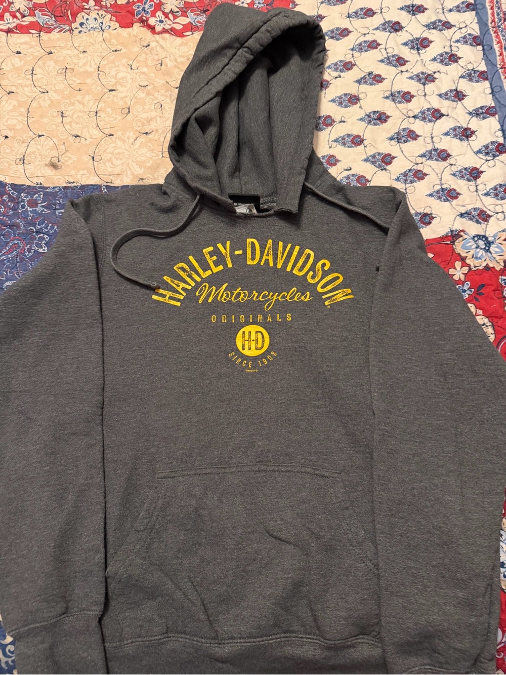 Harley-Davidson Charcoal Hoodie with Yellow Logo